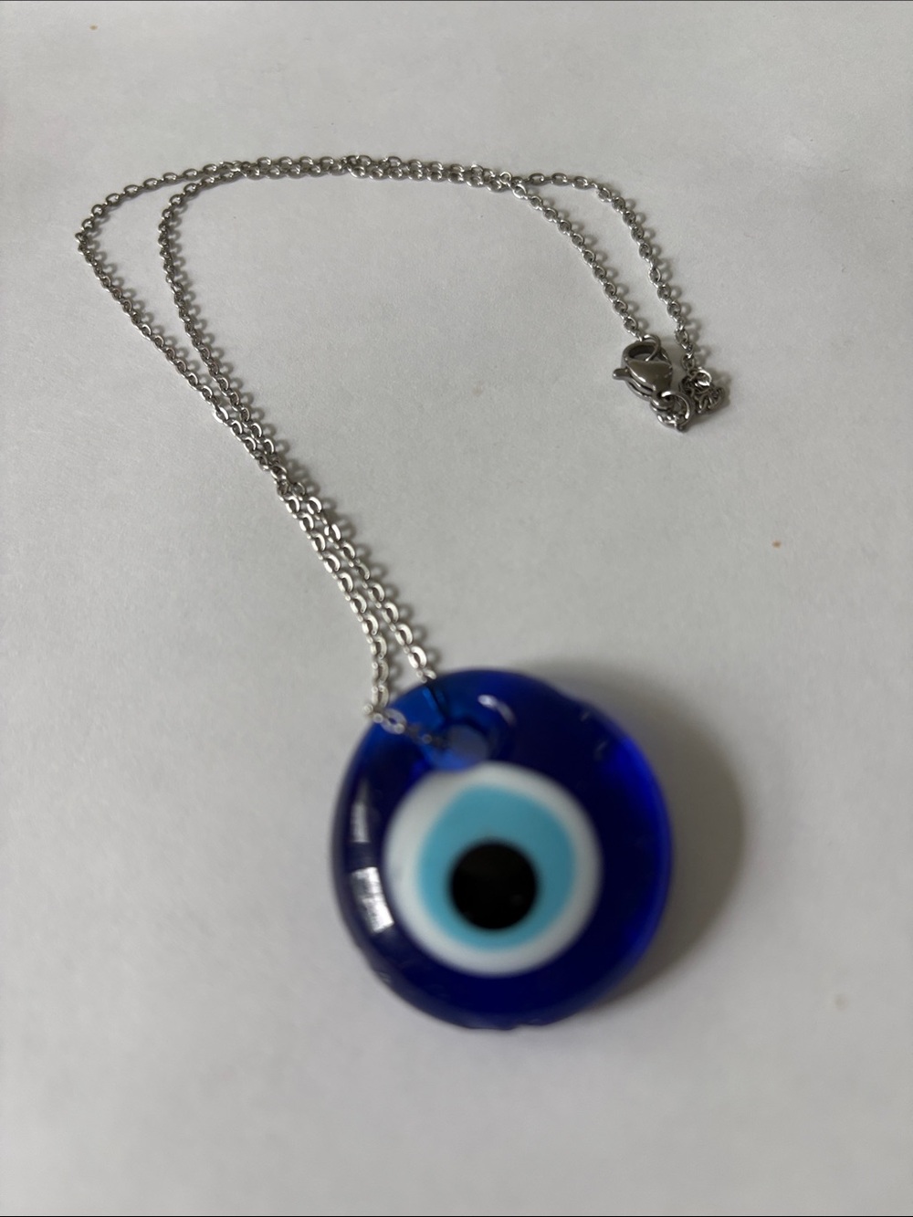 Evil Eye Glass Pendant Necklace - Blue
